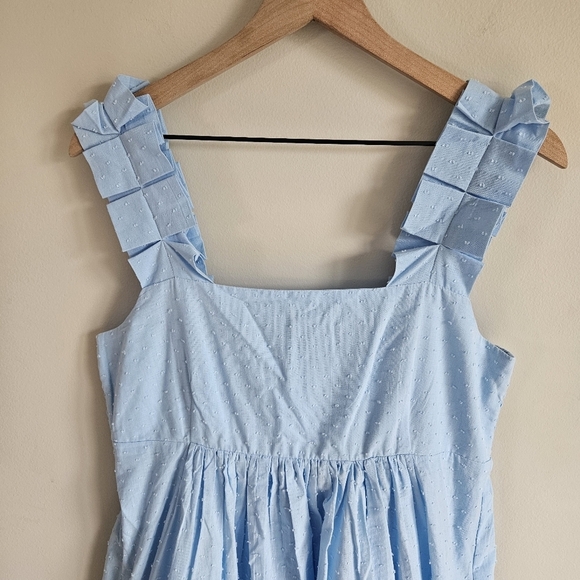 LAKE Lolly Swiss Dot Midi Dress in Morning Blue - Picture 5 of 13